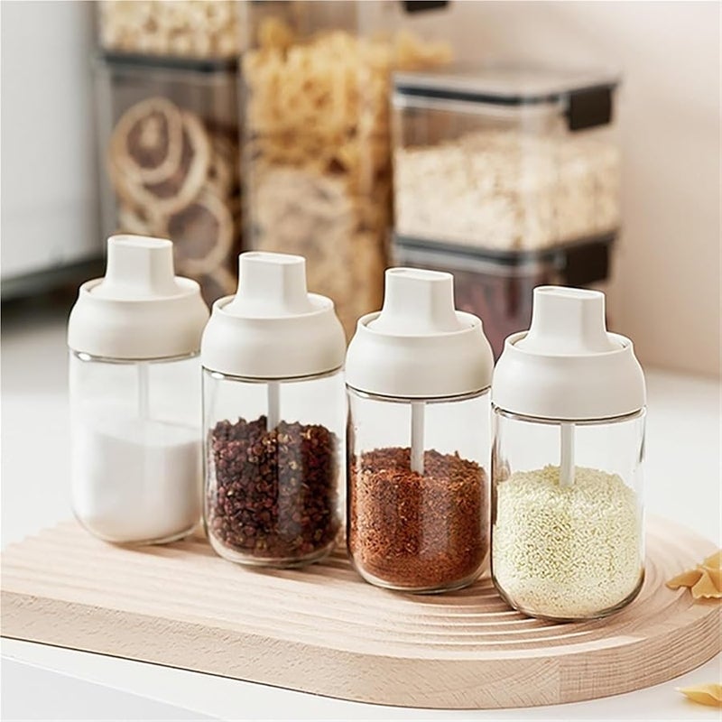 Black 2pcs 250ml Multi Functional Seasoning Pots Spice Jars Oil Bottles Sugar Bowls Salt Containers With Spoons - Image 5